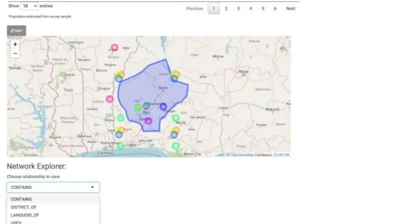 CatMapper search interface showing a category search page and contextual results
